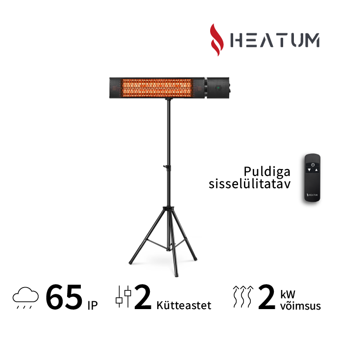 Infrapuna soojuskiirgur Heatum H2000R URBAN Black koos kolmjalaga