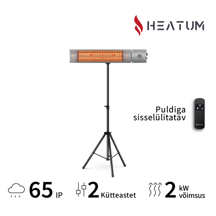 Infrapuna soojuskiirgur Heatum H2000R URBAN SILVER koos kolmjalaga