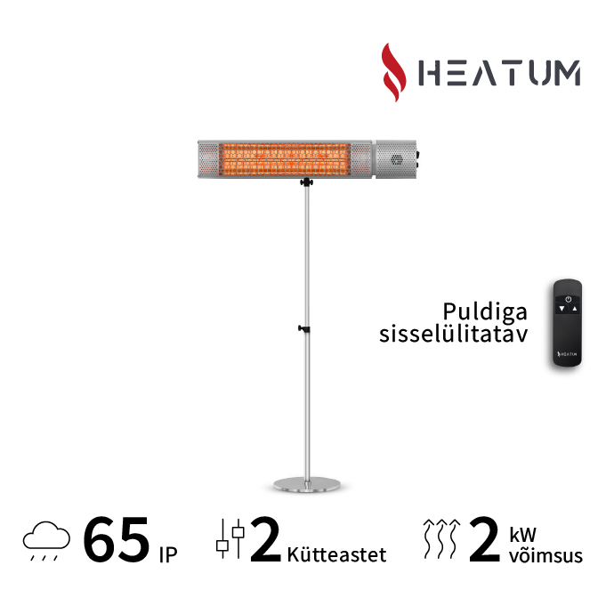 Ühel jalal seisev infrapuna soojuskiirgur Heatum H2000R URBAN SILVER