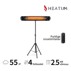 Infrapuna soojuskiirgur Heatum H2500R CORE BLACK koos kolmjalaga