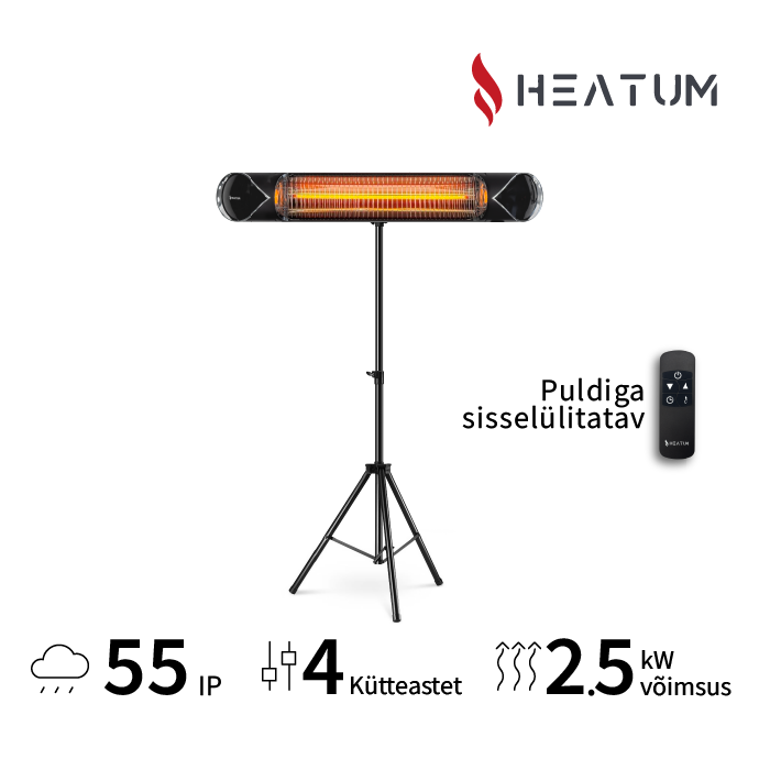 Infrapuna soojuskiirgur Heatum H2500R CORE BLACK koos kolmjalaga