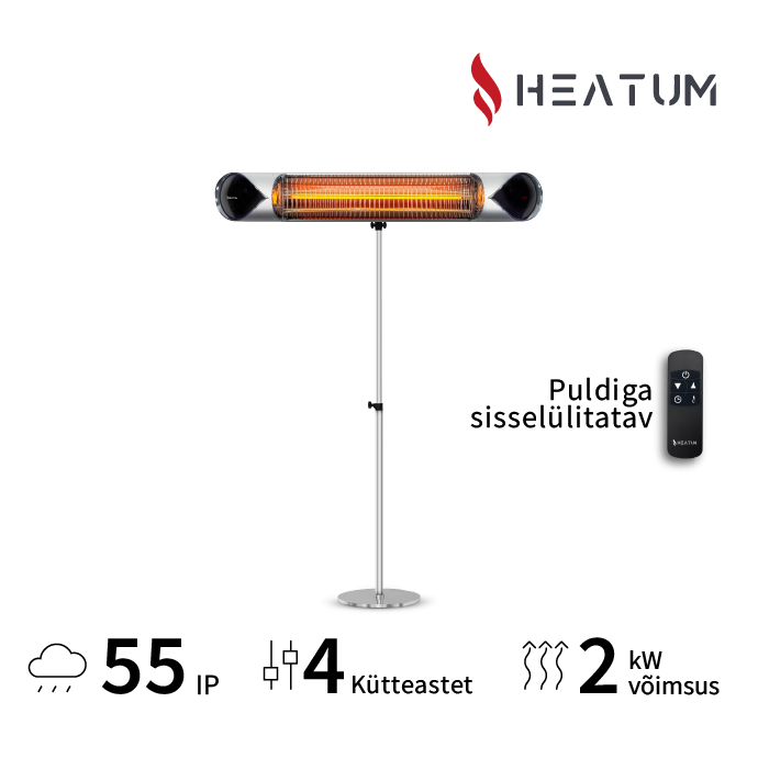 Ühel jalal seisev infrapuna soojuskiirgur Heatum H2000R CORE SILVER