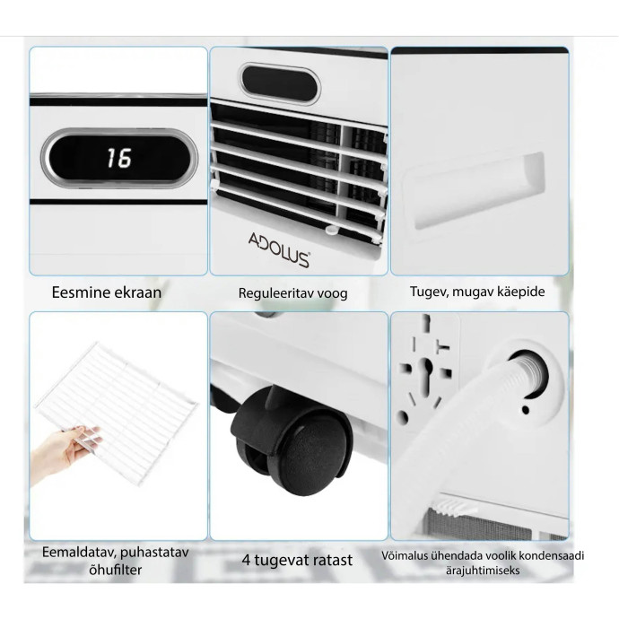 ADOLUS ARCTIC A2600H mobiilne konditsioneer küttefunktsiooni ning aknatihendiga