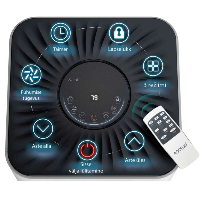 ADOLUS ARCTIC A2600H mobiilne konditsioneer küttefunktsiooni ning aknatihendiga