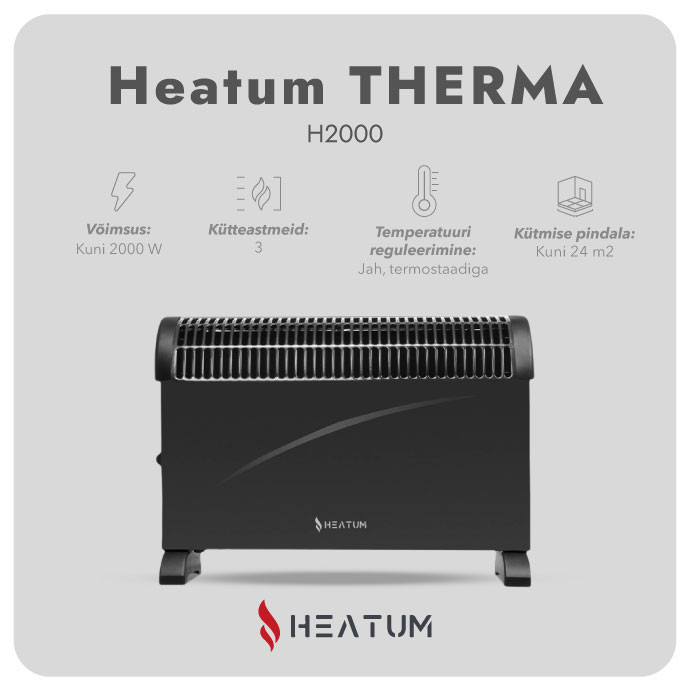 Konvektsioonkütteseade (elektriradiaator) Heatum THERMA H2000 Must