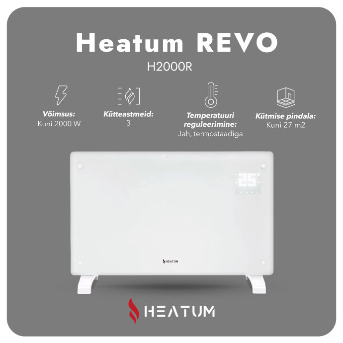 Konvektsioonkütteseade (elektriradiaator) Heatum REVO H2000R valge