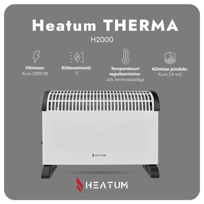 Konvektsioonkütteseade (elektriradiaator) Heatum THERMA H2000 valge