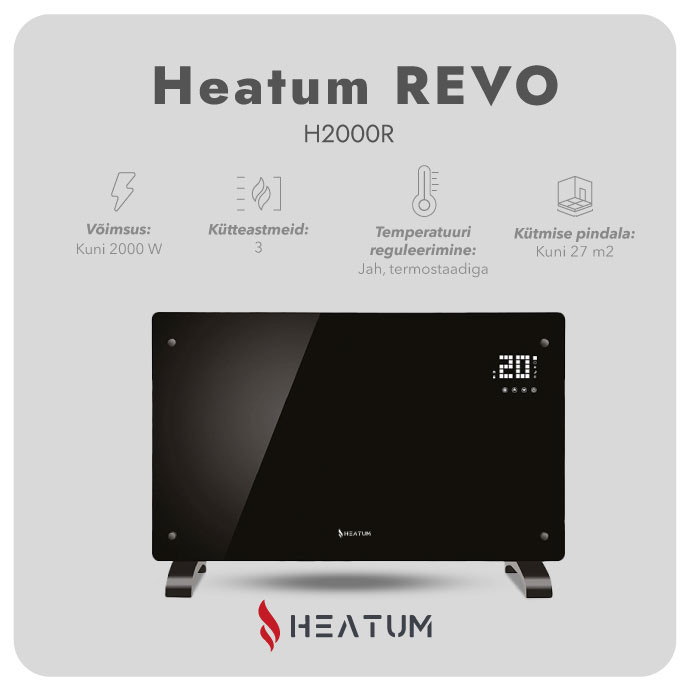Konvektsioonkütteseade (elektriradiaator) Heatum REVO H2000R Must
